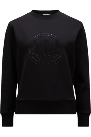 Moncler Bluzy, Kobieta, Czarny, M, Bawełna, Bluza z Kryształowym Logo