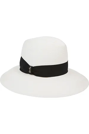 Borsalino Akcesoria, Kobieta, Biały, L, Czarny Kapelusz Panama Fine