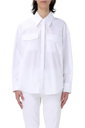 Dondup Bluzki, Kobieta, Biały, 2XS, Biała Koszula Relaxed Fit