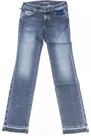 Jacob Cohen Jeansy, Kobieta, Niebieski, W26, Bawełna, Niebieskie Damskie Jeansyy Slim Model z Etykietą ze Skóry Konia