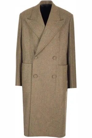 Givenchy Płaszcze, Mężczyzna, Beżowy, M, Klasyczny Wełniany Płaszcz w Beżu