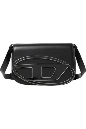 Diesel Torebki, Kobieta, Czarny, ONE SIZE, Elegancka Torba na Ramię z Metalowym Logo