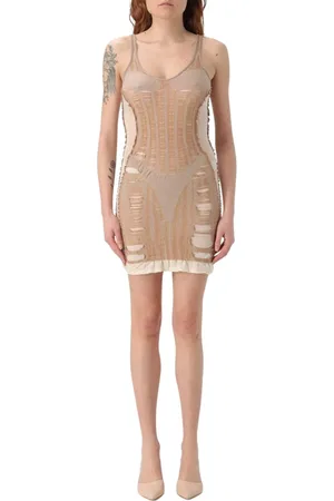 Diesel Sukienki, Kobieta, Beżowy, L, Elegancka Sukienka w Nude
