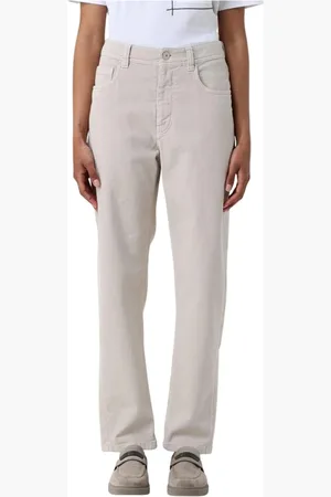 Brunello Cucinelli Jeansy, Kobieta, Beżowy, XS, Klasyczne białe jeansy z bawełny