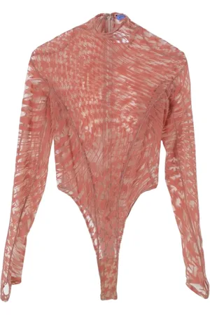 MUGLER Koszulki, Kobieta, Wielobarwność, S, Czarny Mesh Top Mock Neck