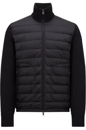 Moncler Kurtki, Mężczyzna, Czarny, L, Wełna, Pikowany Sweter z Wełny Czarny