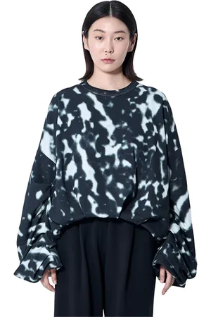 DRIES VAN NOTEN Bluzy, Kobieta, Czarny, S, Tie-Dye Crewneck Sweatshirt