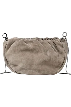 Brunello Cucinelli Torebki, Kobieta, Beżowy, ONE SIZE, Zamsz, Beżowa Skórzana Torba na Ramię