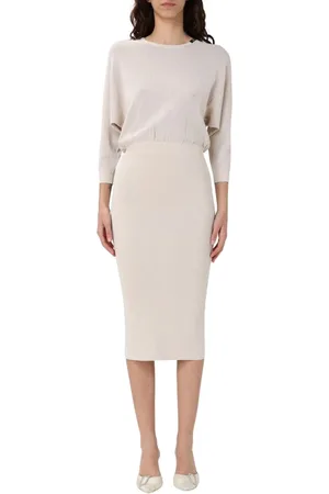 Elisabetta Franchi Sukienki, Kobieta, Beżowy, M, Elegancka Długa Sukienka