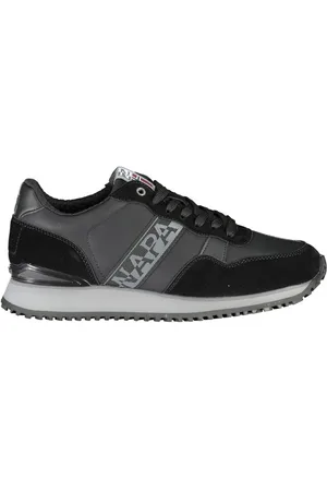 Napapijri Buty, Mężczyzna, Czarny, 41 EU, Poliester, Czarne Sneakersy z Kontrastowymi Sznurówkami