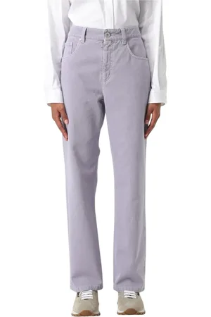 Brunello Cucinelli Jeansy, Kobieta, Fioletowy, S, Białe Straight Leg Jeansy dla Kobiet