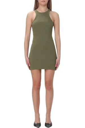 Vetements Sukienki, Kobieta, Zielony, S, Zielona Dopasowana Sukienka Mini Bez Rękawów