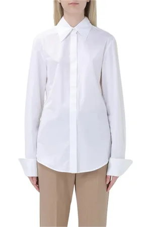Sportmax Bluzki, Kobieta, Biały, M, Elegancka Biała Koszula Bawełniana