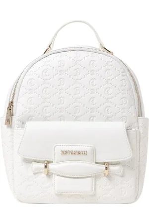 Roberto Cavalli Torebki, Kobieta, Biały, ONE SIZE, Biała Monogramowa Plecak