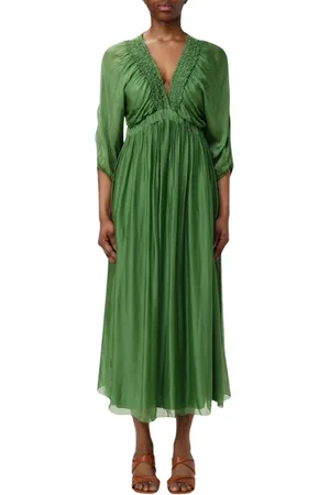 Kaos Sukienki, Kobieta, Zielony, M, Niebieska Elegancka Sukienka Midi Damska