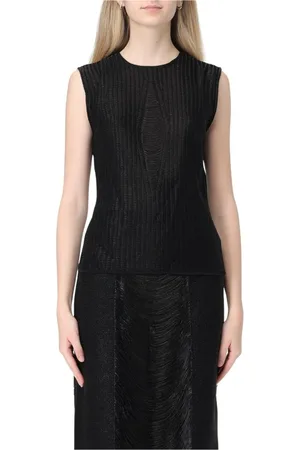 Alexander McQueen Swetry, Kobieta, Czarny, S, Czarny Dzianinowy Bezrękawnik z Teksturą