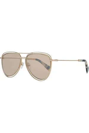 YOHJI YAMAMOTO Akcesoria, Mężczyzna, Żółty, ONE SIZE, Złote Okulary Aviator z Brązowymi Szkłami