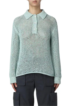 Acne Studios Swetry, Kobieta, Niebieski, M, Sweter Polo z Dzianiny