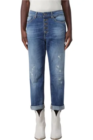 Dondup Jeansy, Kobieta, Niebieski, W25, Denim, Zniszczone Boyfriend Jeansy Stylowy Komfort