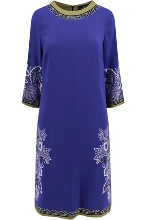 Etro Sukienki, Kobieta, Niebieski, M, Niebieska Kwiatowa Sukienka Wiskoza Elegancki Styl