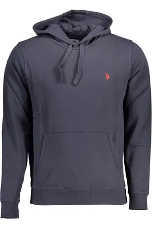 U.S. Polo Assn. Bluzy, Mężczyzna, Niebieski, L, Niebieski Bawełniany Hoodie z Logo