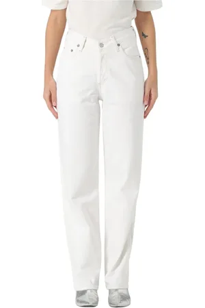 AGOLDE Jeansy, Kobieta, Biały, W25, Eleganckie Białe Jeansyy Loose Fit
