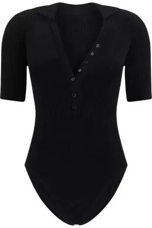 Jacquemus Koszulki, Kobieta, Czarny, S, Czarne body z dekoltem V