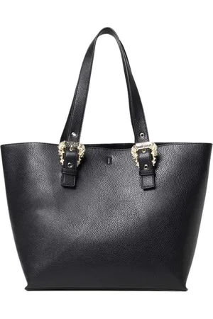 VERSACE Torebki, Kobieta, Czarny, ONE SIZE, Czarna Torba z Klamrami