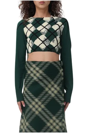 Burberry Swetry, Kobieta, Zielony, M, Zielony Sweter z Długim Rękawem