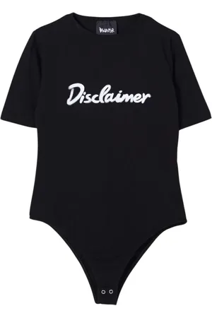 DISCLAIMER Koszulki, Kobieta, Czarny, M, Body z haftem Logo Elegancki Styl