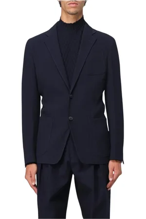 Giorgio Armani Garnitury, Mężczyzna, Niebieski, L, Niebieski Sweter z Kieszeniami