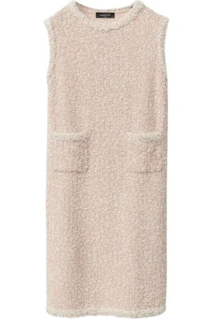 Fabiana Filippi Sukienki, Kobieta, Różowy, XL, Tweed, Biała Sukienka Tweedowa z Kieszeniami