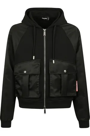 Dsquared2 Kurtki, Mężczyzna, Czarny, M, Czarna bluza z kapturem i kieszeniami