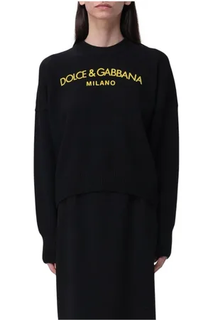 Dolce & Gabbana Swetry, Kobieta, Czarny, 2XS, Czarny Sweter z logo Milano