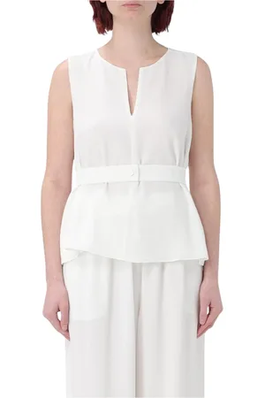 Emporio Armani Koszulki, Kobieta, Biały, L, Biała Bluzka Peplum