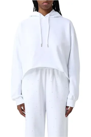 DISCLAIMER Bluzy, Kobieta, Biały, XS, Czarny Cropped Hoodie Sweter