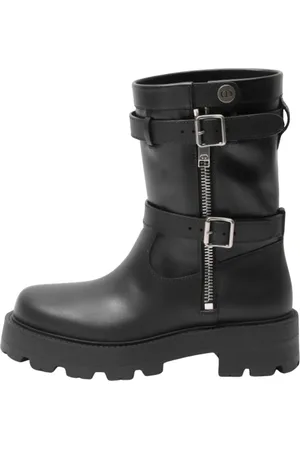 Dior Buty, Kobieta, Czarny, 36 EU, Czarne Skórzane Buty z Klamrą