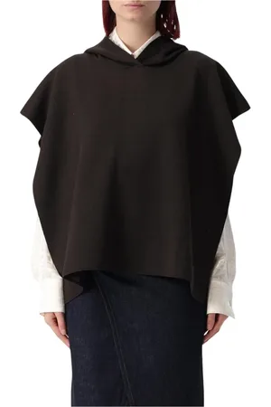 Fendi Kurtki, Kobieta, brązowy, ONE SIZE, Szary Płaszcz Z Kapturem Oversize Krótki Rękaw