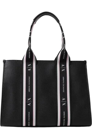 Armani Exchange Torebki, Kobieta, Czarny, ONE SIZE, Minimalist Logo Strap Tote Bag