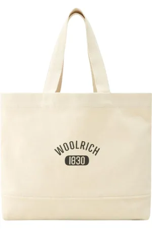 Woolrich Torebki, Kobieta, Beżowy, ONE SIZE, Bawełna, Płócienna torba typu tote z nadrukiem logo