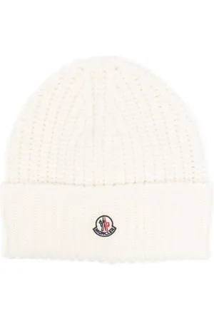Moncler Akcesoria, unisex, Biały, ONE SIZE, Czapka z Logo i Wzorem w Sznurku