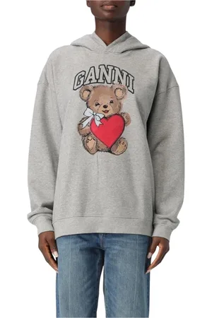 Ganni Bluzy, Kobieta, Szary, S, Bluza z kapturem Serce Luźny Krój