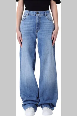 Twin-Set Jeansy, Kobieta, Niebieski, W26, Denim, Luźne jeansy z szerokimi nogawkami