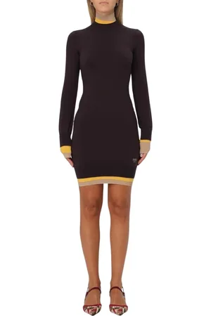 Fendi Sukienki, Kobieta, Czerwony, 2XS, Wino Dzianinowa Mini Sukienka