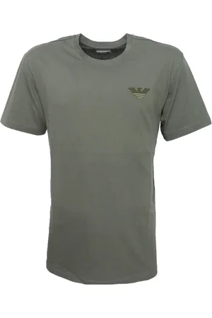 Emporio Armani Koszulki, Mężczyzna, Zielony, L, Bawełniany T-shirt z Logo na Przodzie