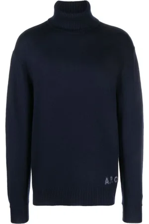 A.P.C. Swetry, Mężczyzna, Niebieski, S, Niebieski Walter Pullover: Stylowy sweter z golfem dla mężczyzn