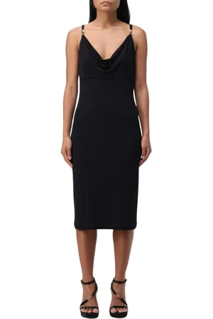 VERSACE Sukienki, Kobieta, Czarny, M, Elegancka Czarna Sukienka Midi