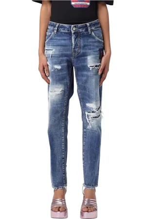 Dsquared2 Jeansy, Kobieta, Niebieski, S, Denim, Eleganckie Niedbale Wyprane Jeansyy