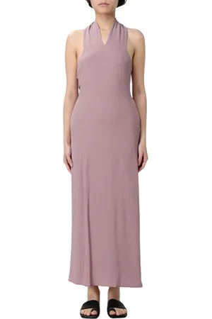 FEDERICA TOSI Sukienki, Kobieta, Różowy, XS, Czerwona Sukienka Maxi z Dekoltem Halter