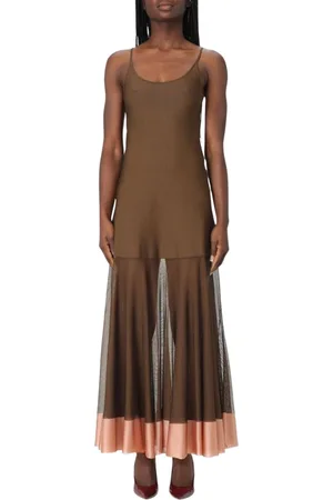 Fendi Sukienki, Kobieta, brązowy, S, Elegancka Maxi Sukienka Dzianinowa
